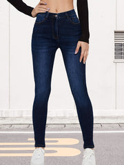 High Waist Slash Pocket Skinny Denim Jeans