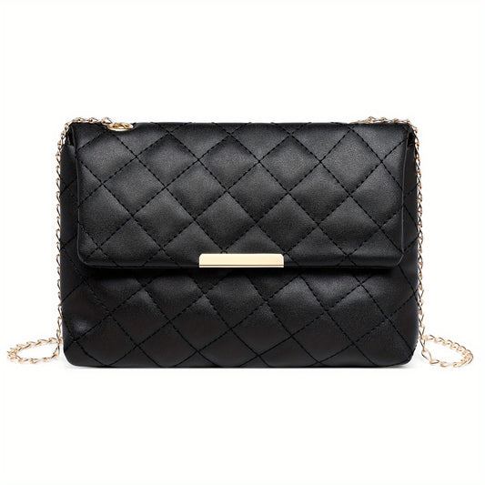 Argyle Quilted Shoulder Bag Chain Crossbody Bag Small Flap Square Purse