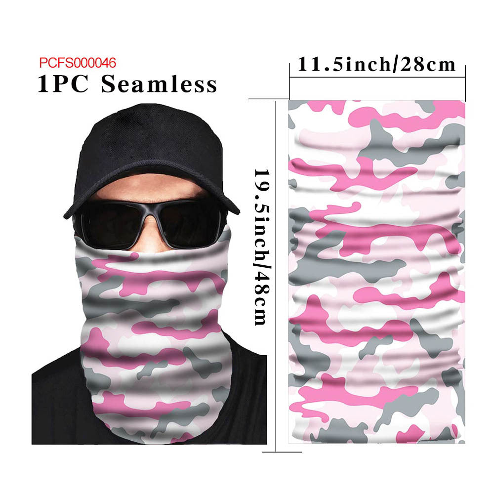 Sports Face Gaiter Mask Pink Grey Camo Neck Gaiter Sun Protection Dust Mask