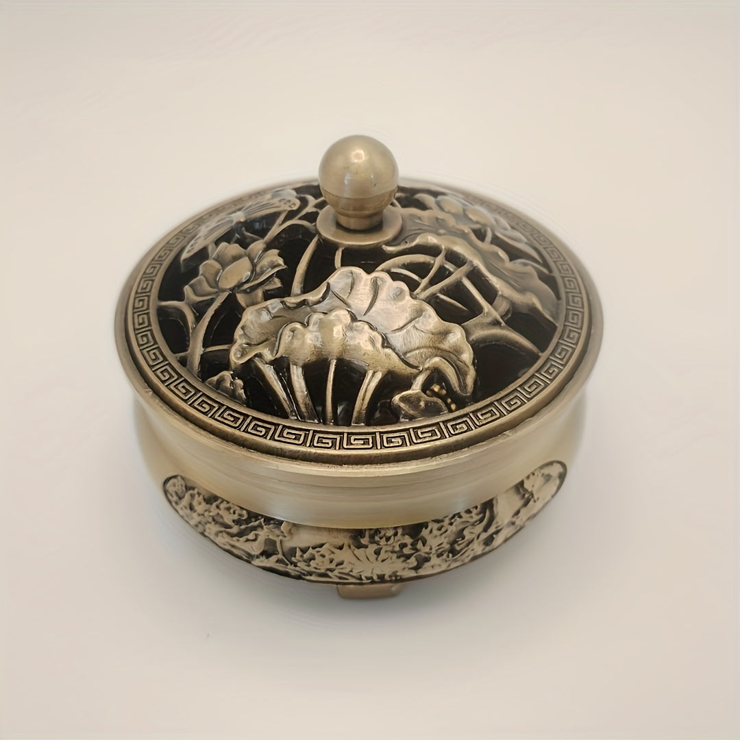 1pc Copper Alloy Lotus Plate Incense Burner