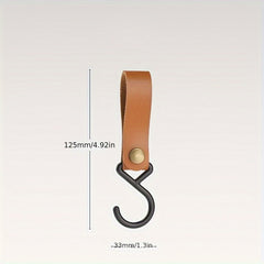 3pcs Portable S Shaped Hook PU Leather Triangle Shelf Hanging Hook
