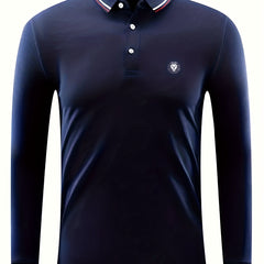 Lion Print Men's Casual Button Up Long Sleeve Polo Shirt