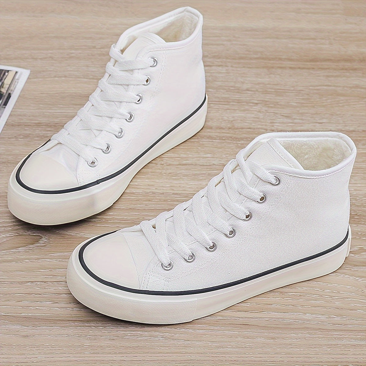 Girls' High Top Plush Lined Skate Shoes Warm Non Slip Sneakers