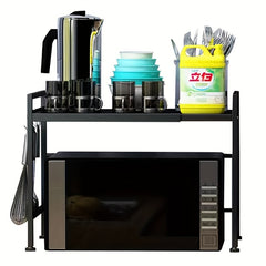 Adjustable Microwave Oven Rack Double Layer Pot Rack