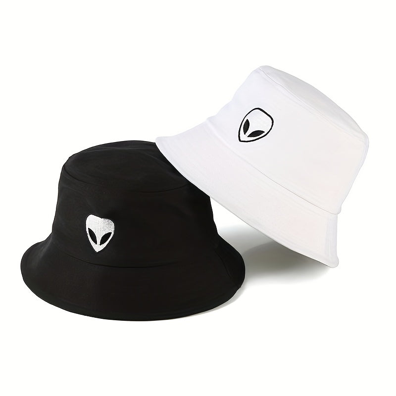Alien Embroidery Bucket Hat Men Women Hip Hop Street Dance Sun Hat