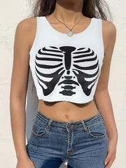 Skeleton Print Tank Top Sleeveless Summer Tank Top Women's Clothing