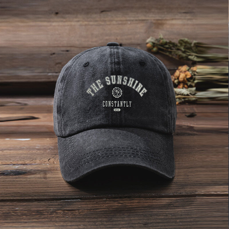 Sunshine Print Baseball Cap Vintage Washed Distressed Casual Cotton Dad Hats