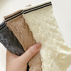 8 Pairs Twist Textured Socks Comfy & Breathable Mid Tube Socks