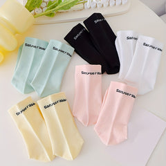 5 Pairs Letter Print Sports Socks Women's Stockings