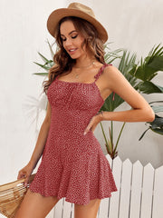 Floral Polka Dot Print Jumpsuit Sleeveless Romper Suit