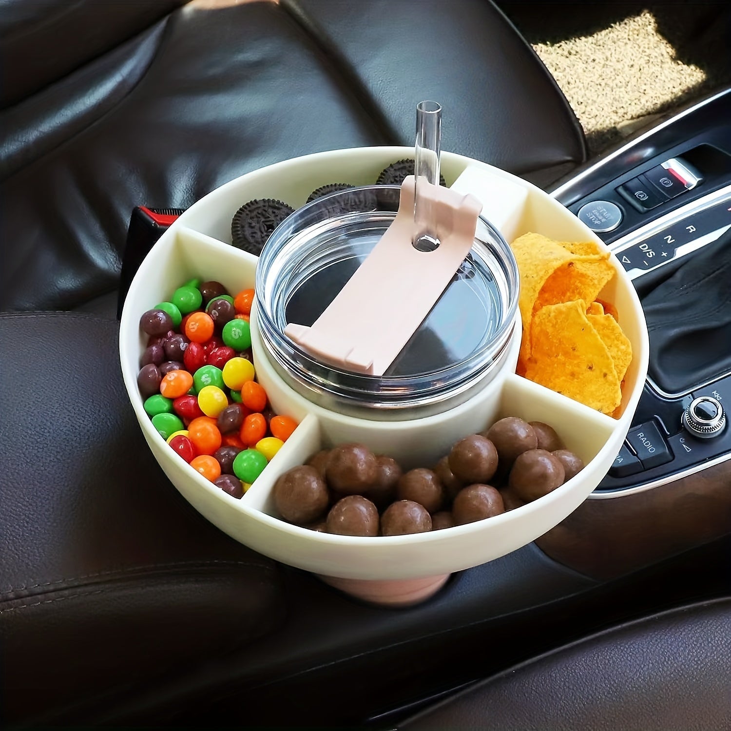 Silicone Snack Bowl: 40Oz Tumbler Handle Tray Cup