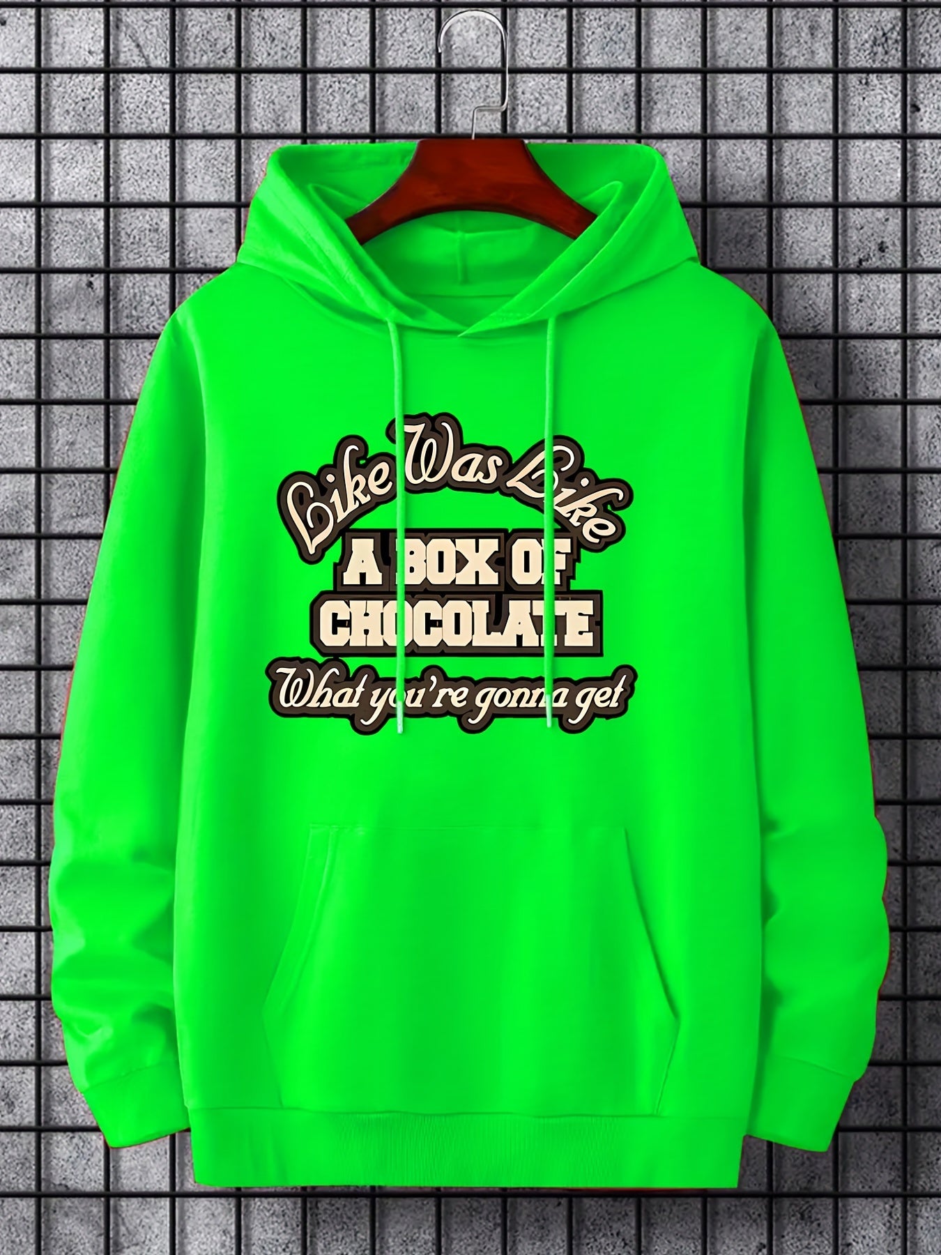 Men's Chocolate Print Hooded Sweatshirt for Autumn and Winter