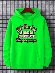 Men's Chocolate Print Hooded Sweatshirt for Autumn and Winter