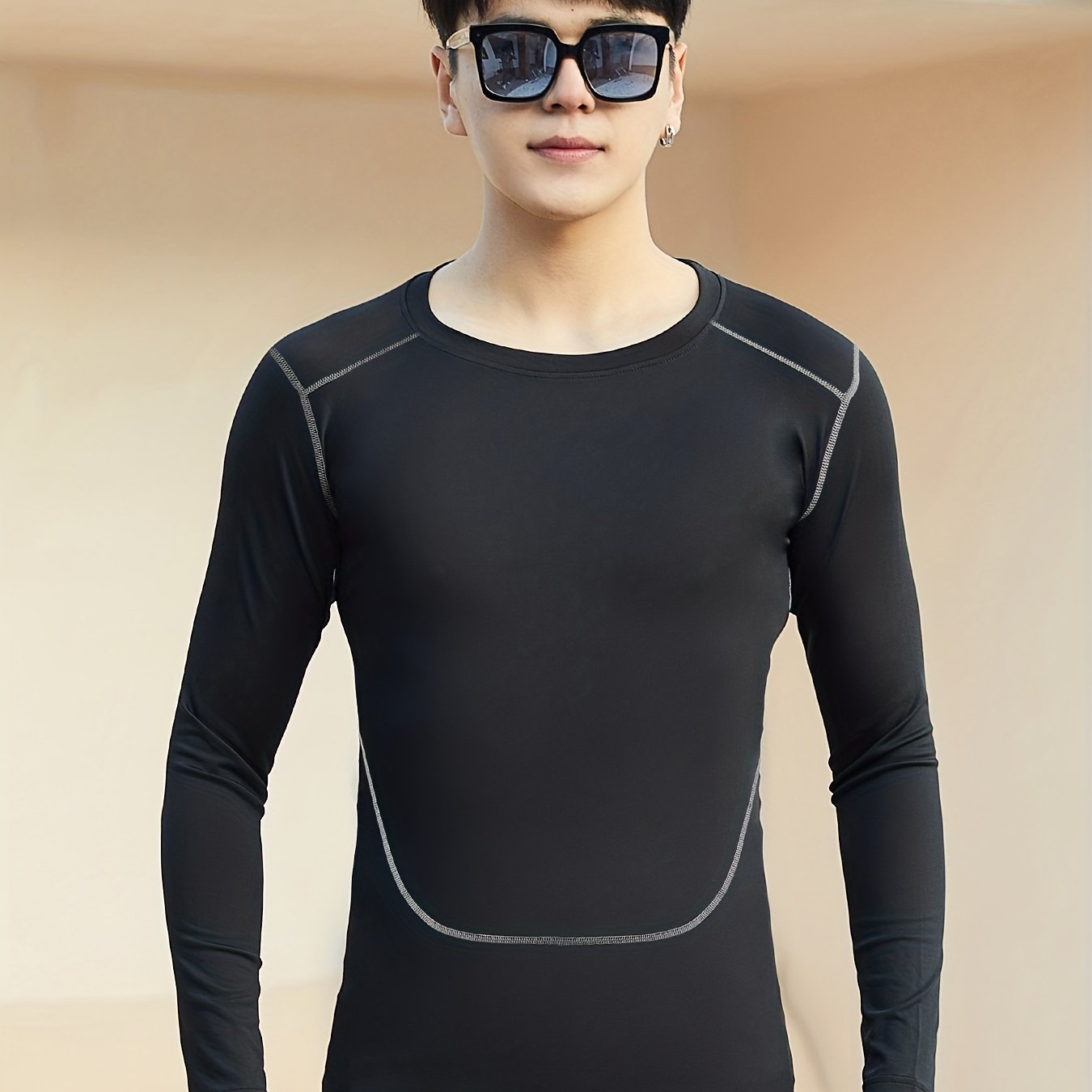 Men's Fitness Long Sleeve T shirt High Elastic Quick Dry Top