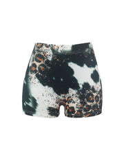 Letter & Floral Print Skinny Shorts for Women