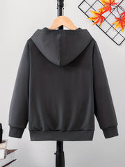 Funny Skull Print Boys Zip Up Hoodie with Pockets