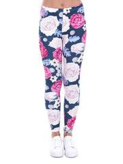 Wild Roses Print Slim Leggings Elastic Long Leggings