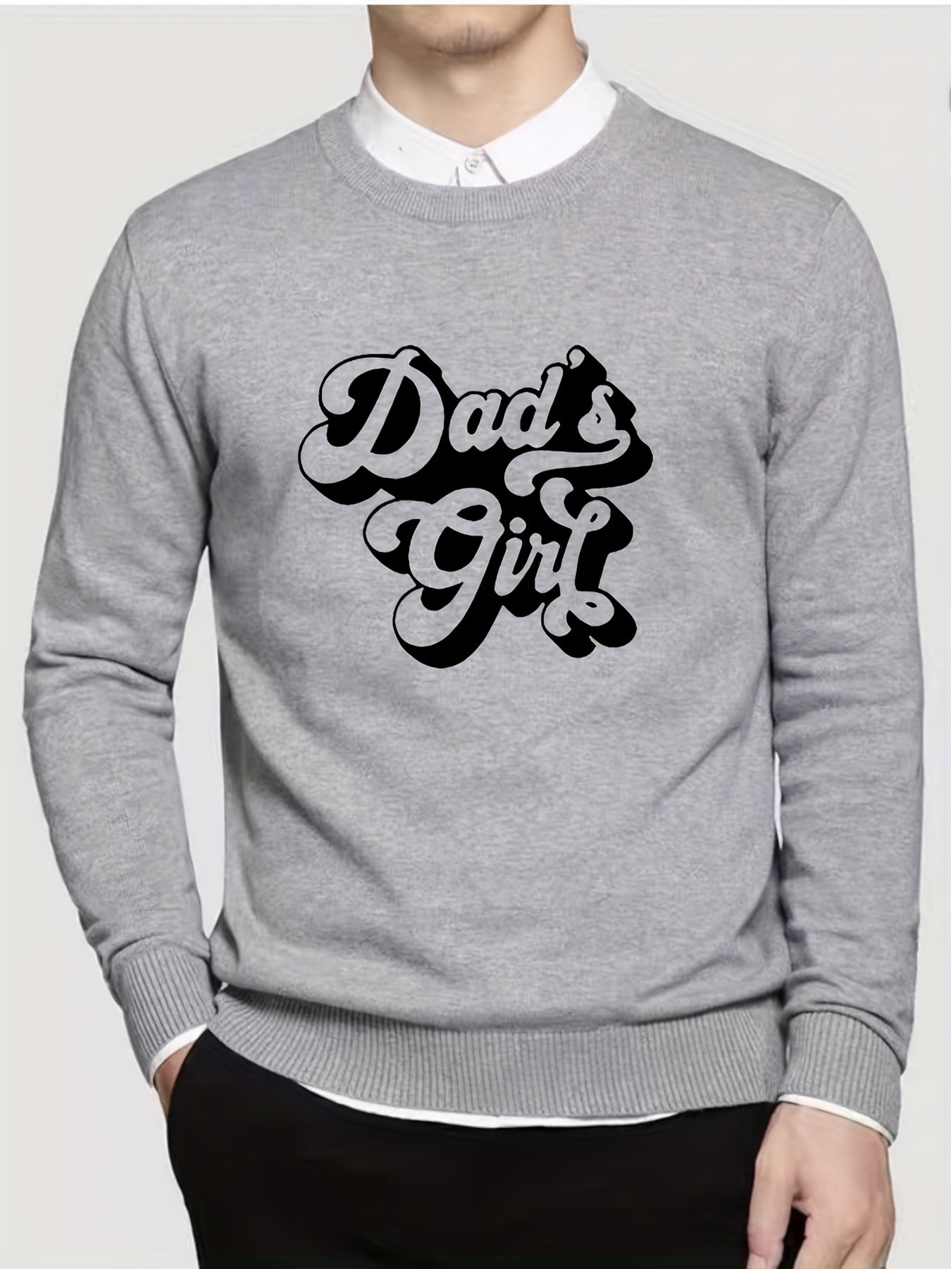 Dad's Girl Knitted Sweater Men's Crew Neck Pullover for Fall Winter