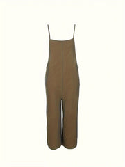 Casual Solid Square Neck Wide Leg Jumpsuit