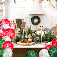 Christmas Latex Balloons 30-48cm Santa Trees Snowflakes Elk Snowman Bell