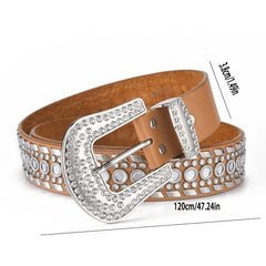Rhombus Inlaid Diamond Punk Style Leather Belt Waistband