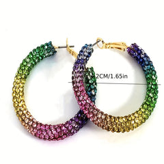 Colorful Rhinestone Hoop Earrings