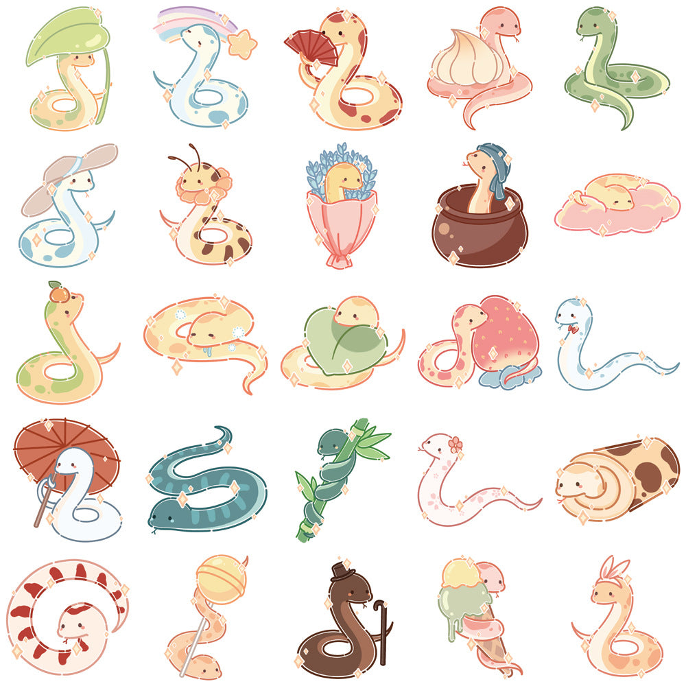 Set of 50 Snake Stickers for Phone Tablet and More