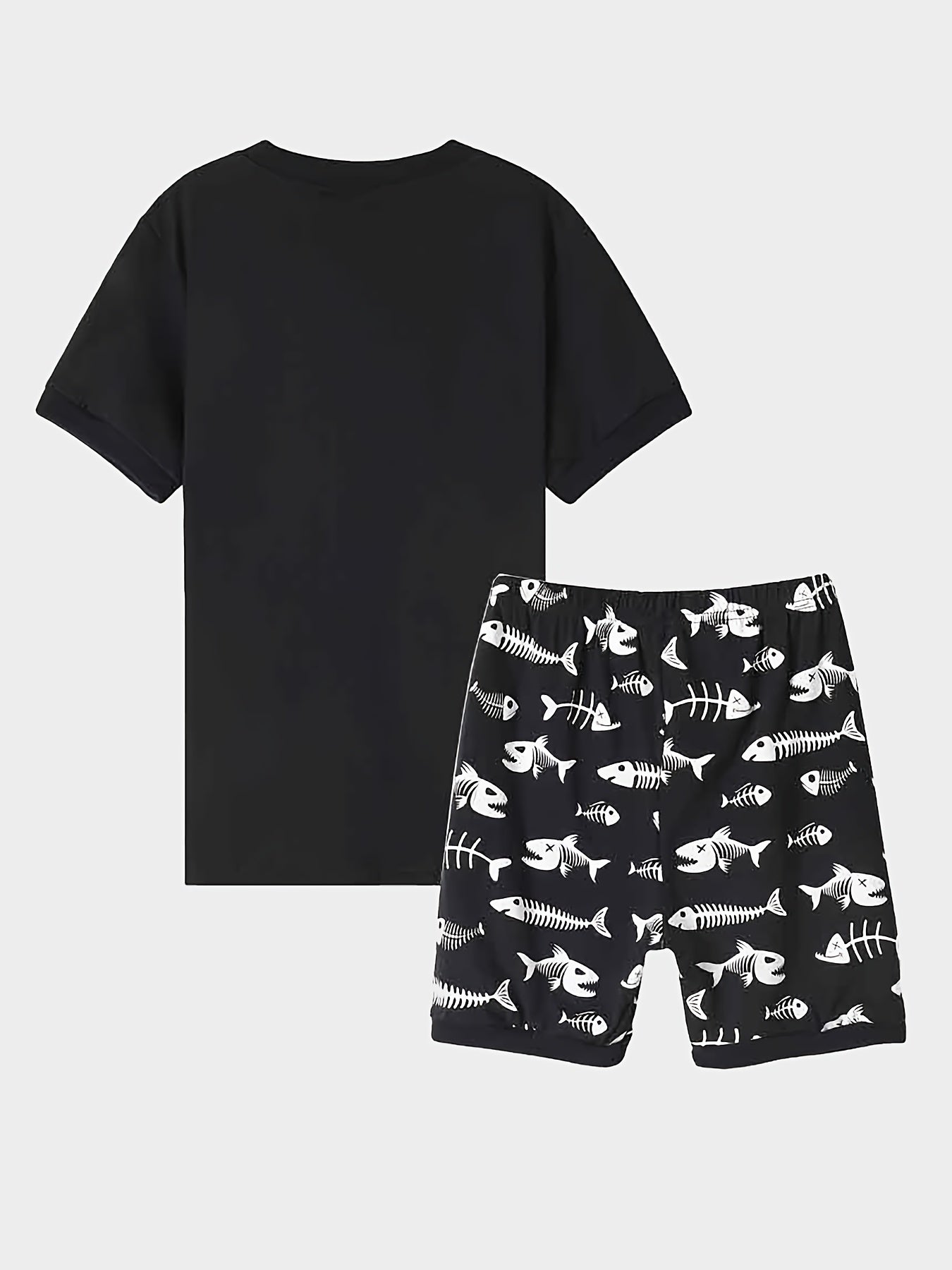Boys Luminous Fishbone Pajamas Set Short Sleeves Tops & Bottoms