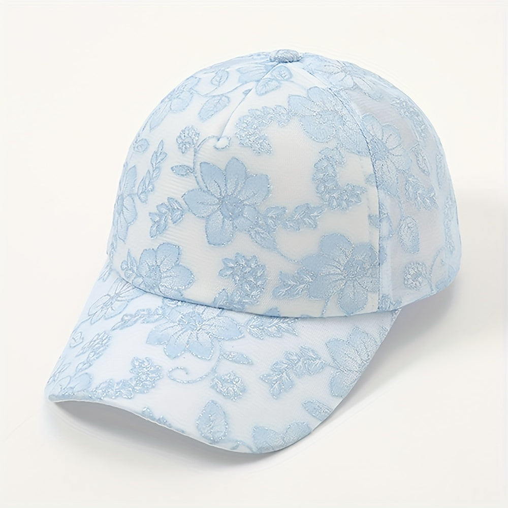 Vintage Flower Embroidery Baseball Cap Hot Stamping Solid Sun Hat Adjustable Dad