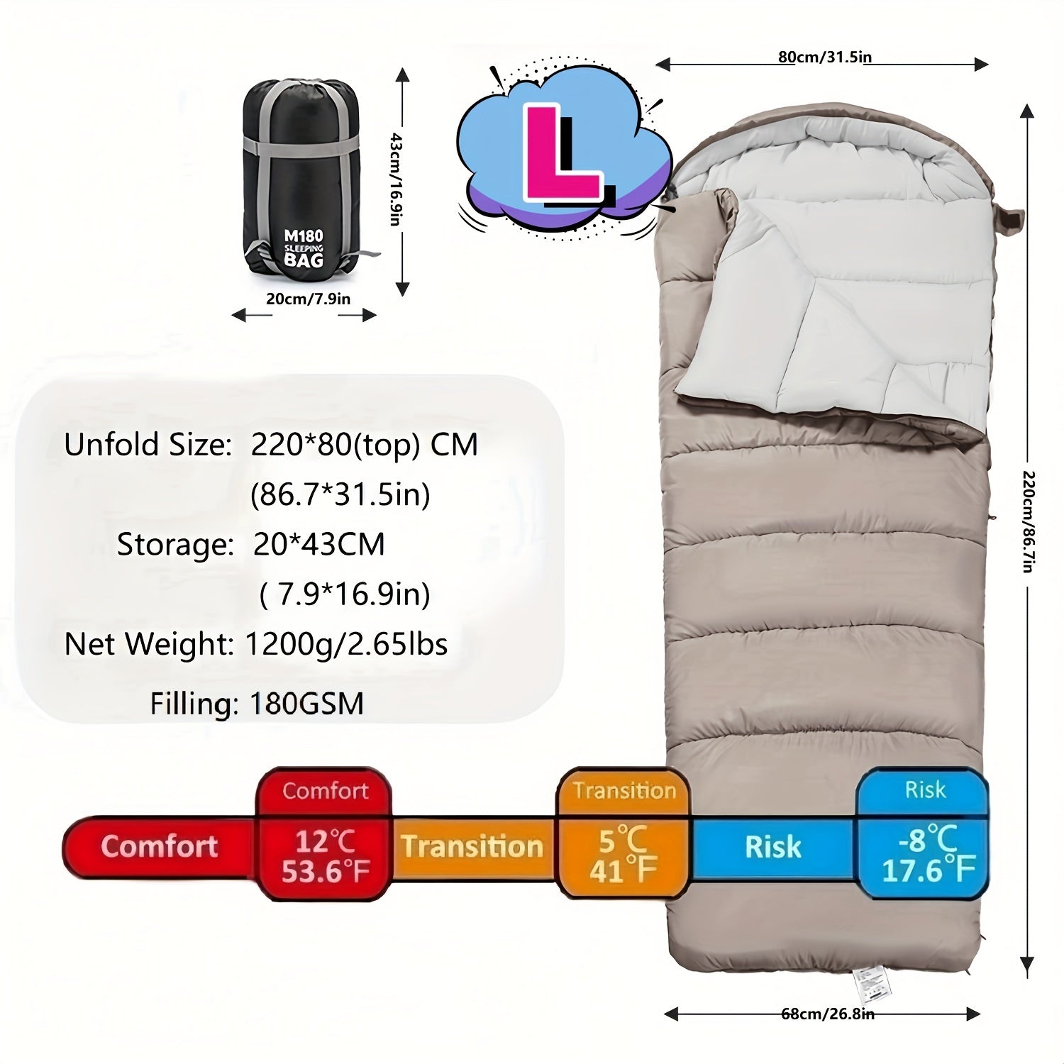 Thickened Comfort Sleeping Bag for Camping Hiking Traveling
