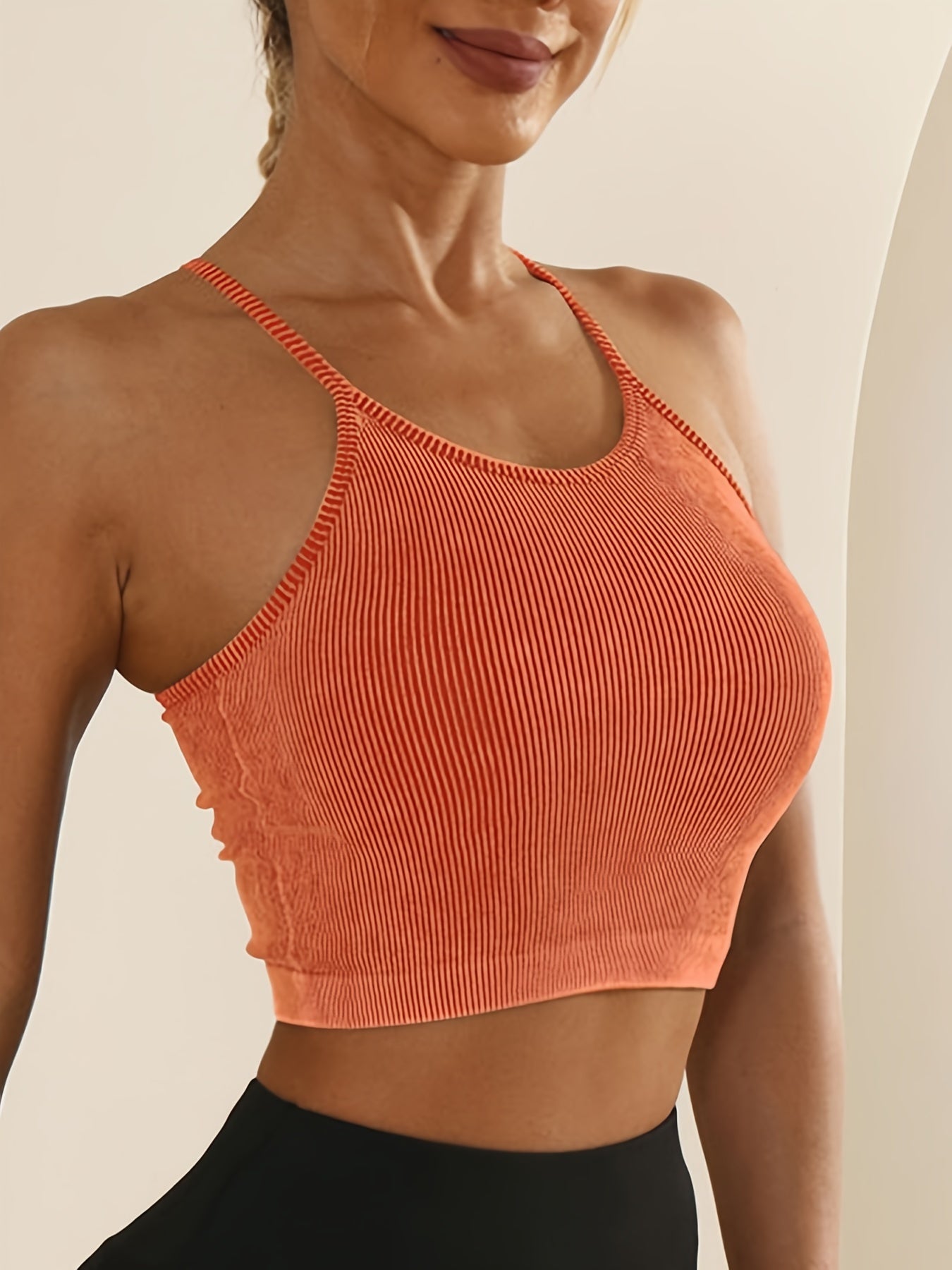 Seamless Sleeveless Backless Racerback Cropped Yoga Tank