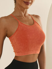 Seamless Sleeveless Backless Racerback Cropped Yoga Tank