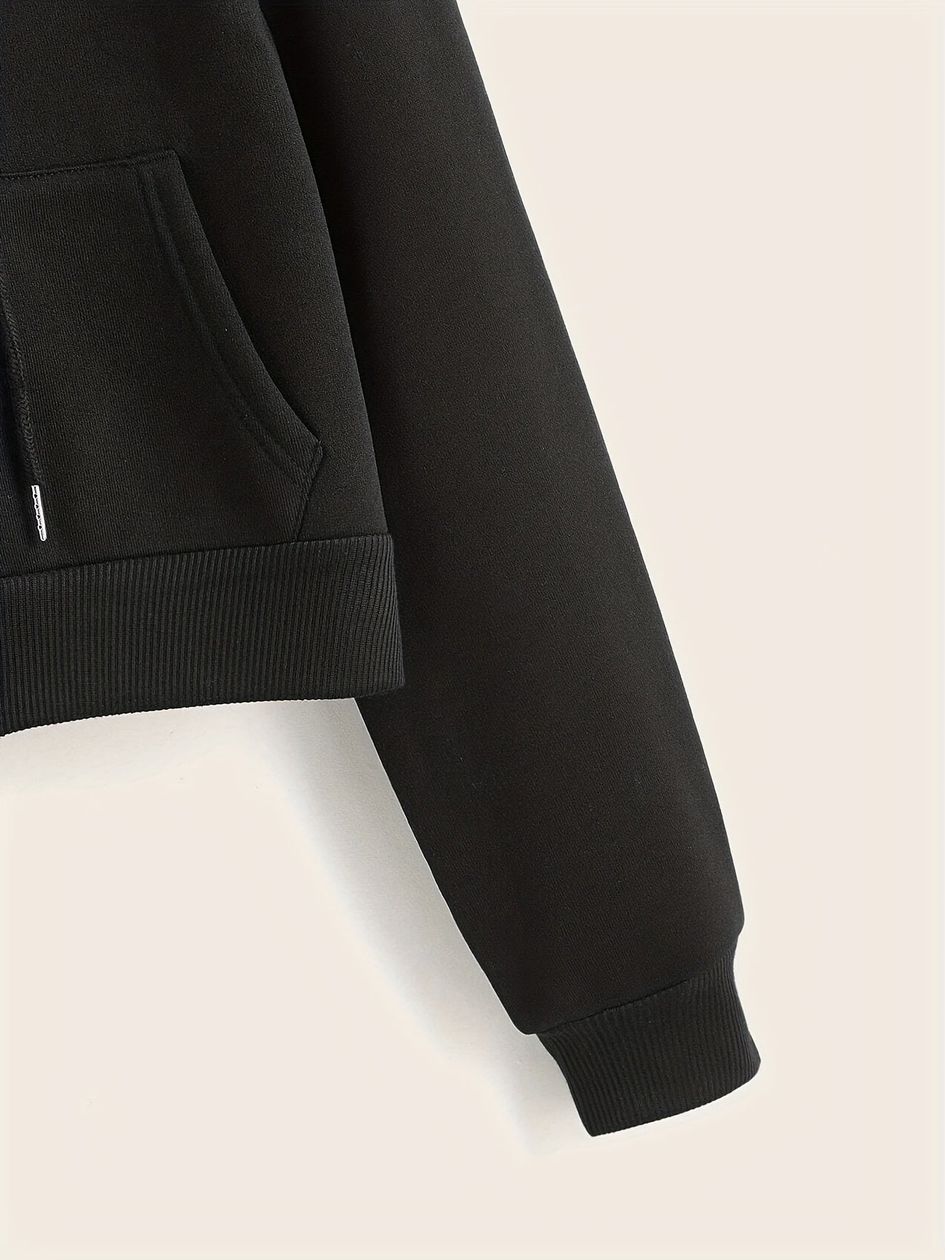 Hooded Sports Sweatshirt Zipper Up Long Sleeve Crop Hoodie