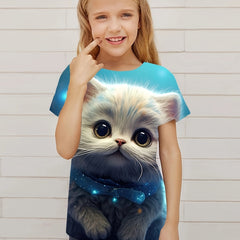 Comfy Cat Graphic T shirt Girls Casual Short Sleeve Tees Summer Clothes Gift