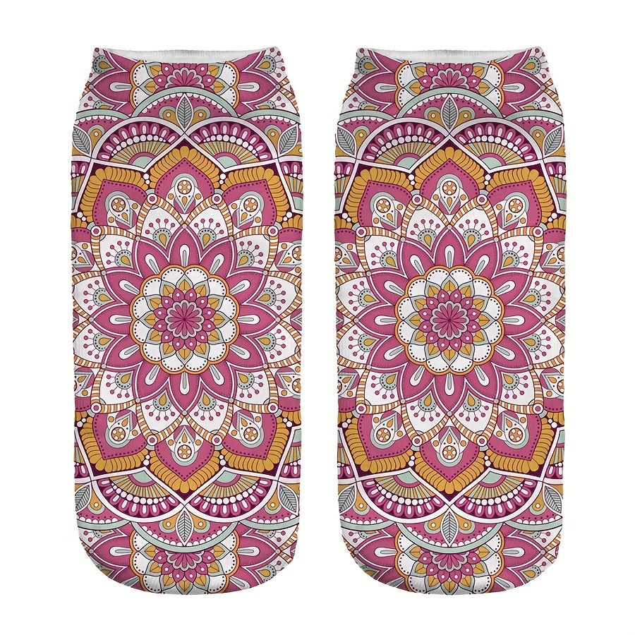 Floral Print Crew Short Socks Women's Stockings