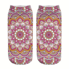 Floral Print Crew Short Socks Women's Stockings