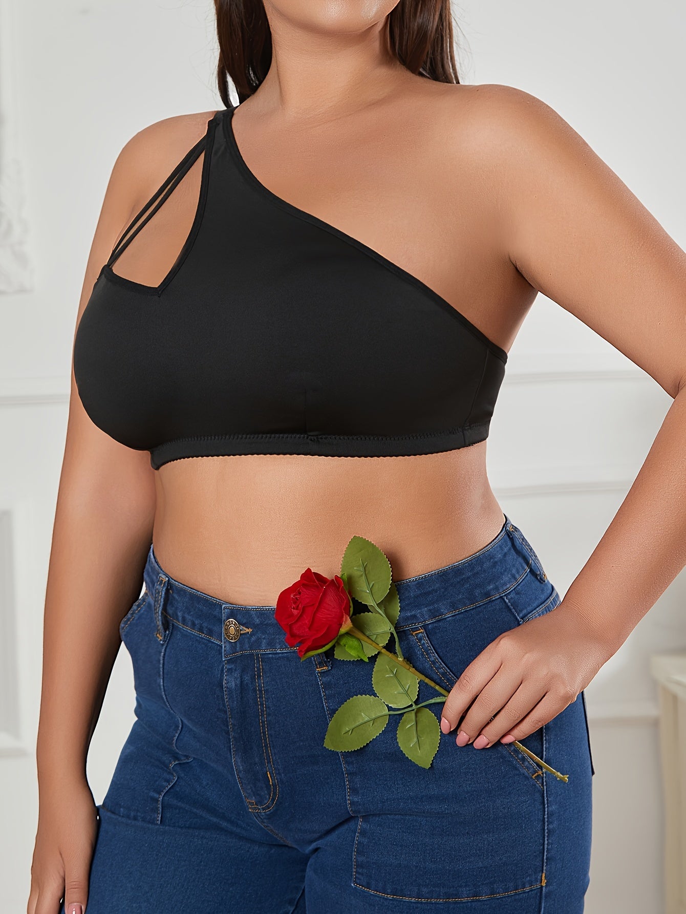 Bra Women's Plus One Shoulder High Stretch Bralette