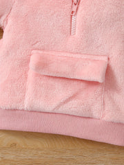 Pink Sports Sweatshirt Fleece Long Sleeve Pullover Blouse for Baby Girls