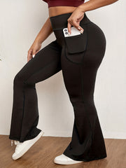 Sports Pants Women's Plus Solid High Rise Fitness Flared Leg Pants