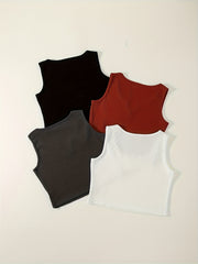 4 Pack Y2K Sleeveless Crop Tank Tops for Summer