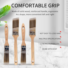5pcs Angled Paint Brush Set Wooden Handle Stainless Ferrule