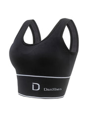4pcs Letter Print Sports Bras Shockproof Push Up Bra Women's Lingerie