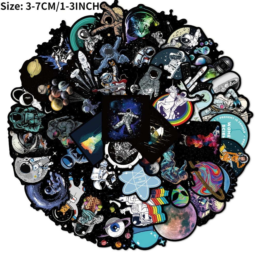 50pcs Astronauts Explore Outer Space Doodle Stickers for DIY Creative Toys