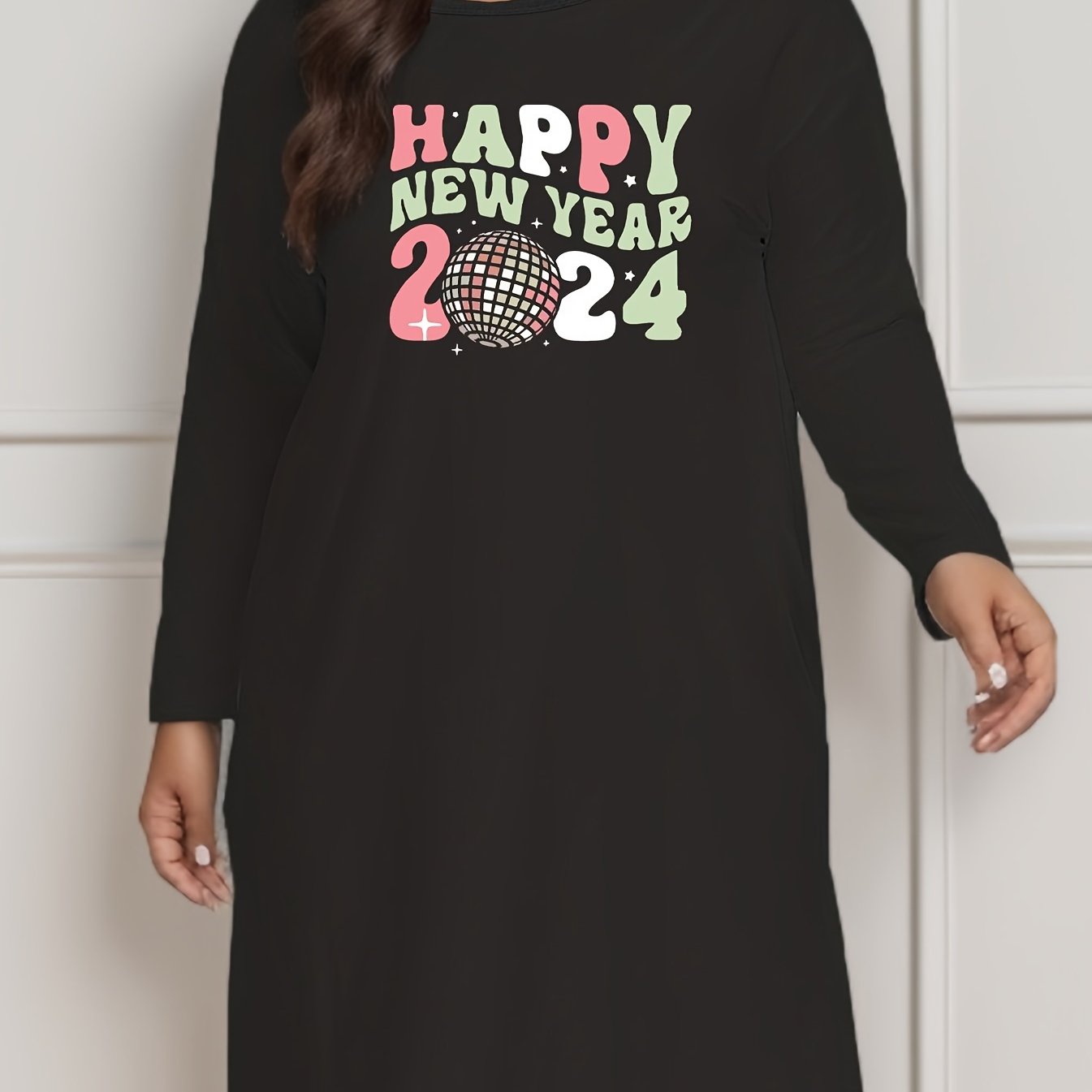 Women's Casual Lounge Dress with Slogan Print