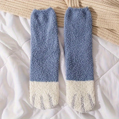 Cartoon Cat Claw Print Socks Warm & Fuzzy Stockings