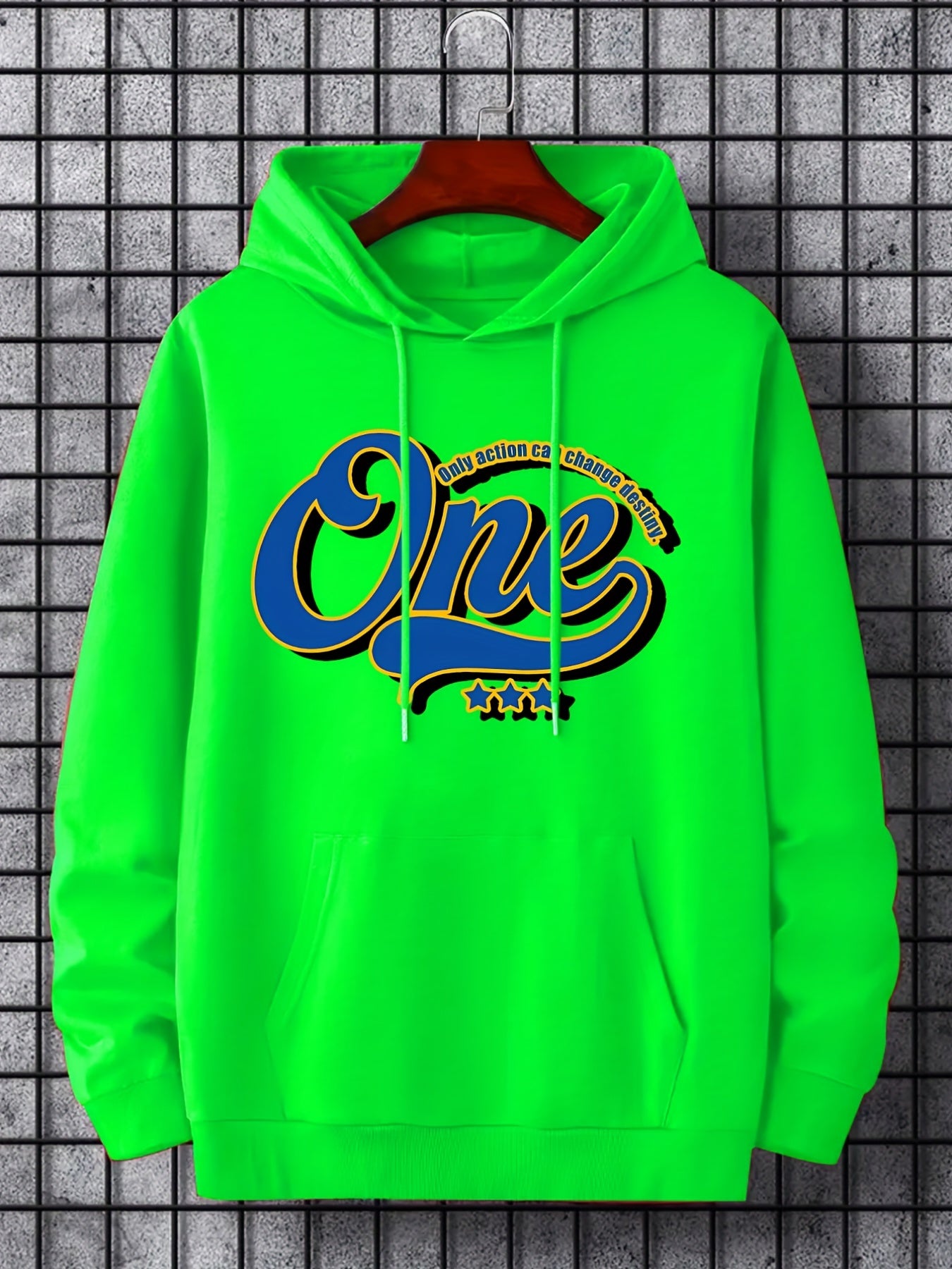 Men's One Print Hoodie Casual Breathable Drawstring Sweatshirt