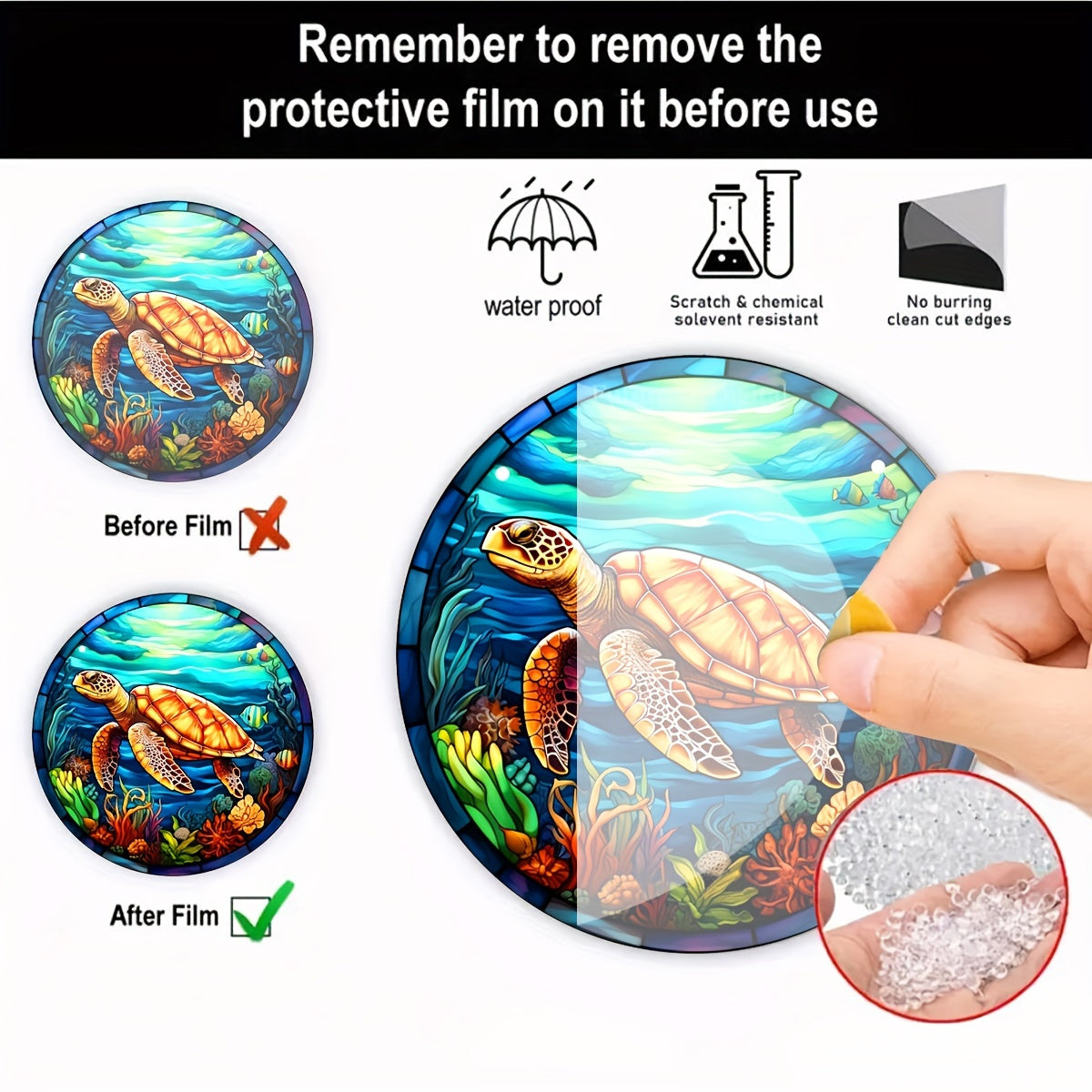 Sea Plant Turtle Fish Stained Acrylic Window Hanging Suncatcher