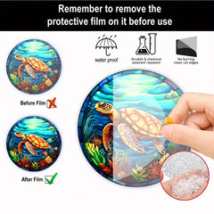 Sea Plant Turtle Fish Stained Acrylic Window Hanging Suncatcher