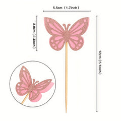 12pcs Butterfly Cake Topper Fairy Wedding Birthday Party Decor