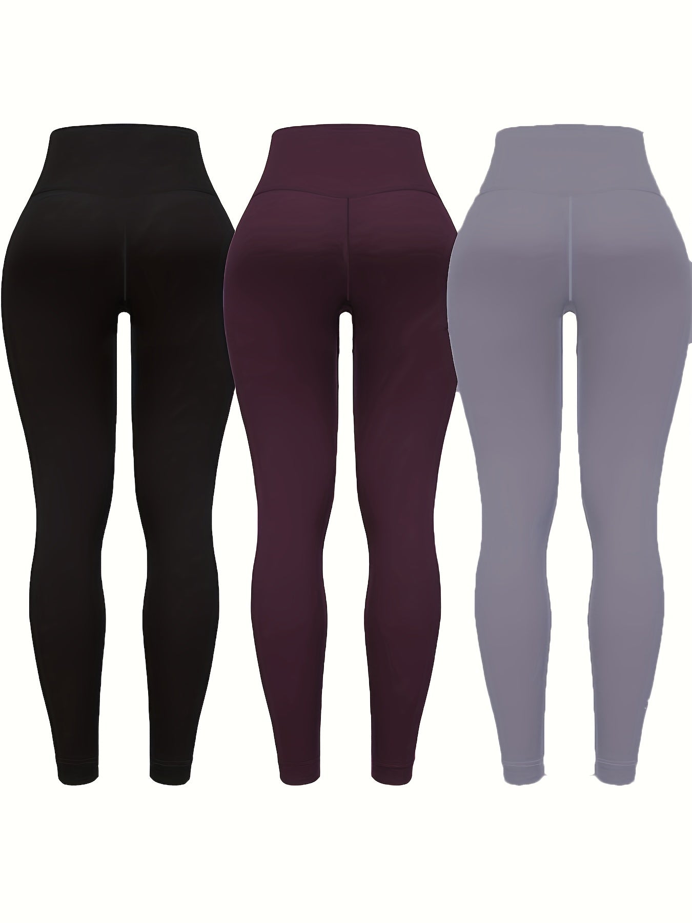 3 Pack Plus Size Sports Leggings Set Wide Waistband High Waist Gym Yoga Pants